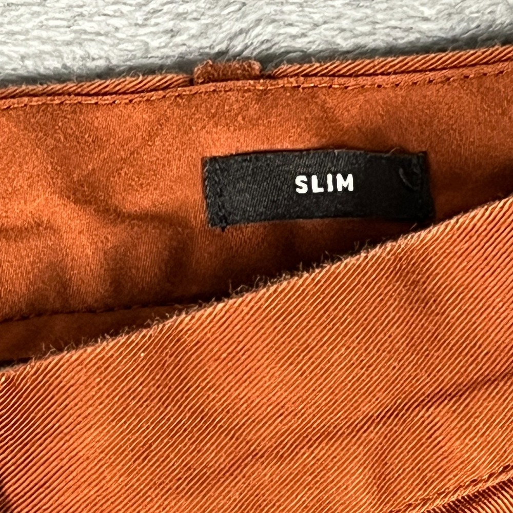 J Crew Mercantile Flex Pants Men 32x34 Terracotta Skinny Leg Slim Fit Flat Front - Picture 3 of 6